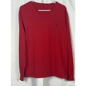 POLO RALPH LAUREN T Shirt Men’s Large Red Long Sleeve Crew Neck 100% Cotton